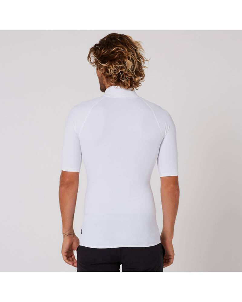 Ocean and Earth Mens Script Short Sleeve Rash Shirt - White