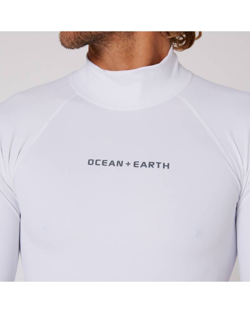 Ocean and Earth Mens Script Short Sleeve Rash Shirt - White