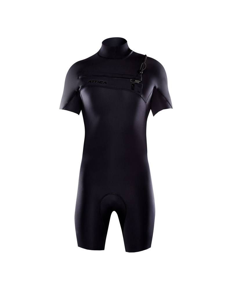 OMEGA Short Sleeve Chest Zip 2/2MM Spring - BLACK / BLACK
