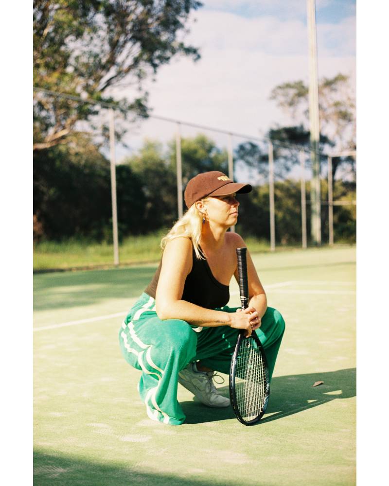 One Shoulder Crop Tennis Pose