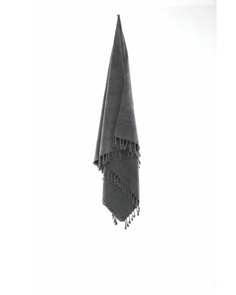 OZoola Stonewash Turkish Towel - Grey hanged