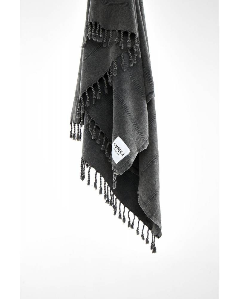 OZoola Stonewash Turkish Towel - Grey hanged