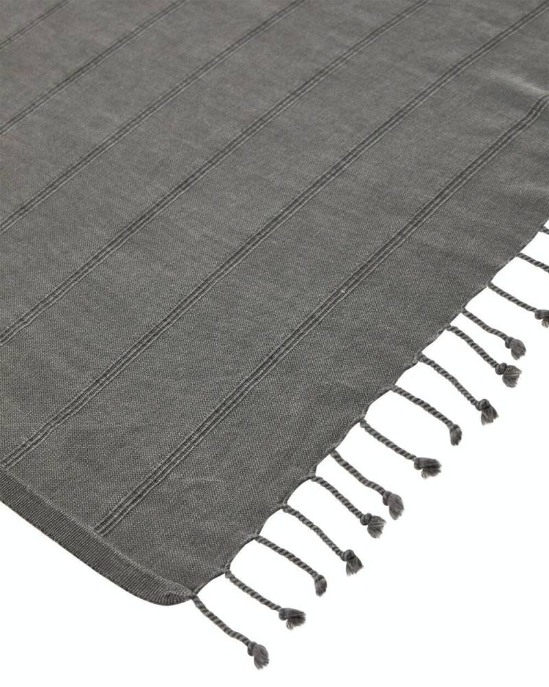 OZoola Stonewash Turkish Towel - Grey trim
