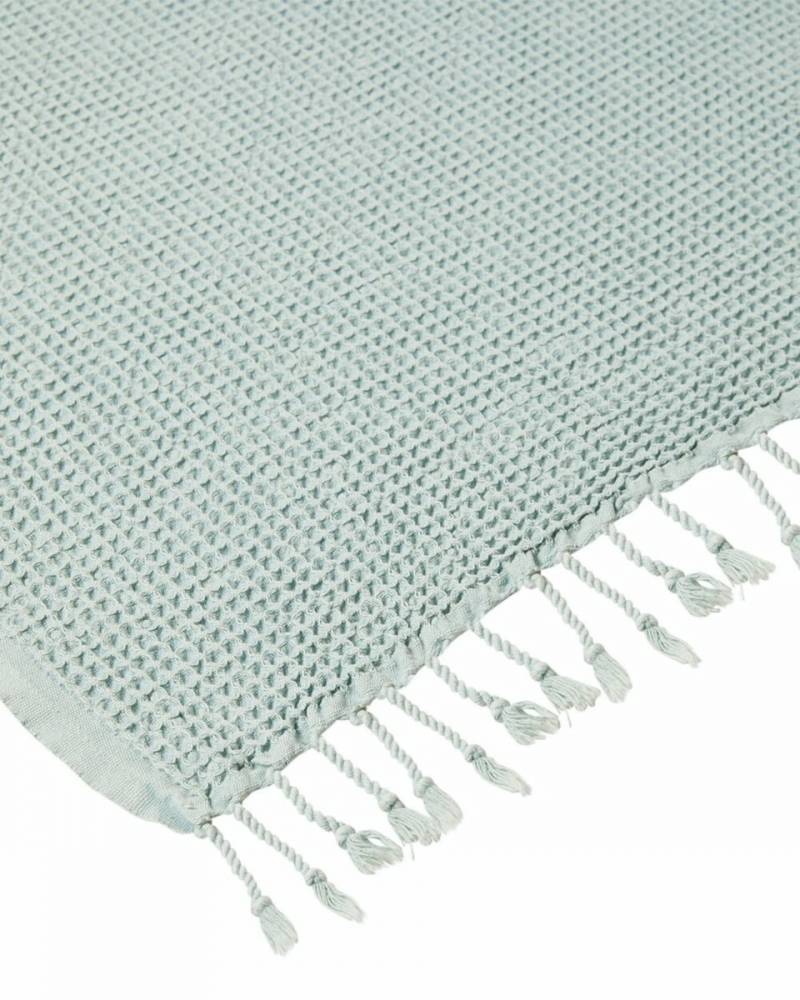 OZoola Waffle Beach Towel - Mint tassel hem
