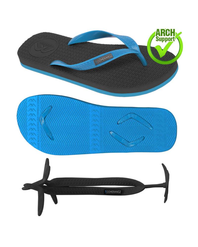 Reg Black/Blue Thongs + Additional Electric Blue Coloured Straps 