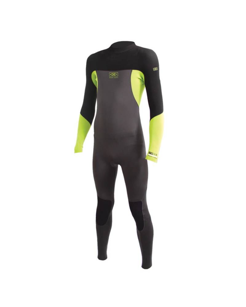 Boys Free Flex Back Zip Steamer 3/2mm - Lime
