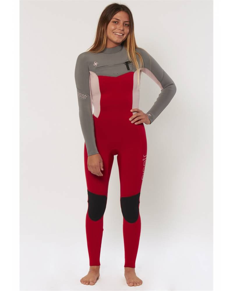 Sisstr 7 Seas 3/2 Chest Zip Wetsuit - Red front