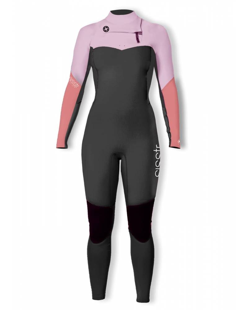 7 Seas 3/2 Chest Zip Women's Steamer Wetsuit - Guava front