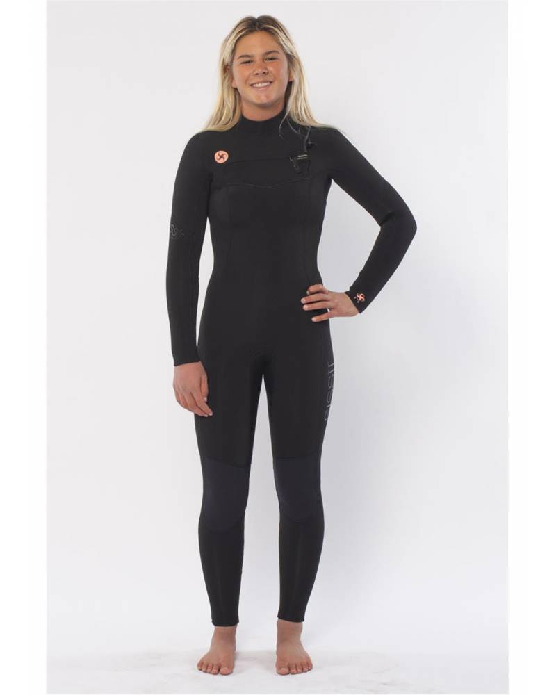 Sisstr 7 Seas 5/4 Chest Zip Wetsuit - Solid Black