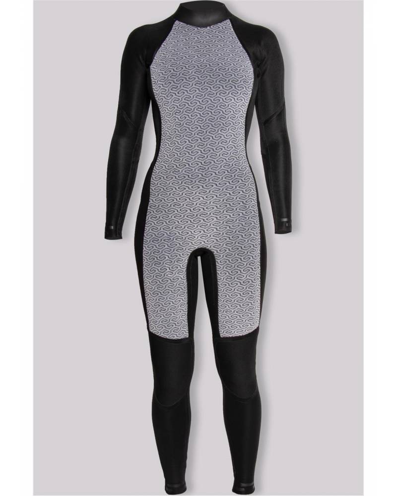 Sisstrevolution 7 Seas 4/3 Back Zip Full Steamer Wetsuit - Black interior front