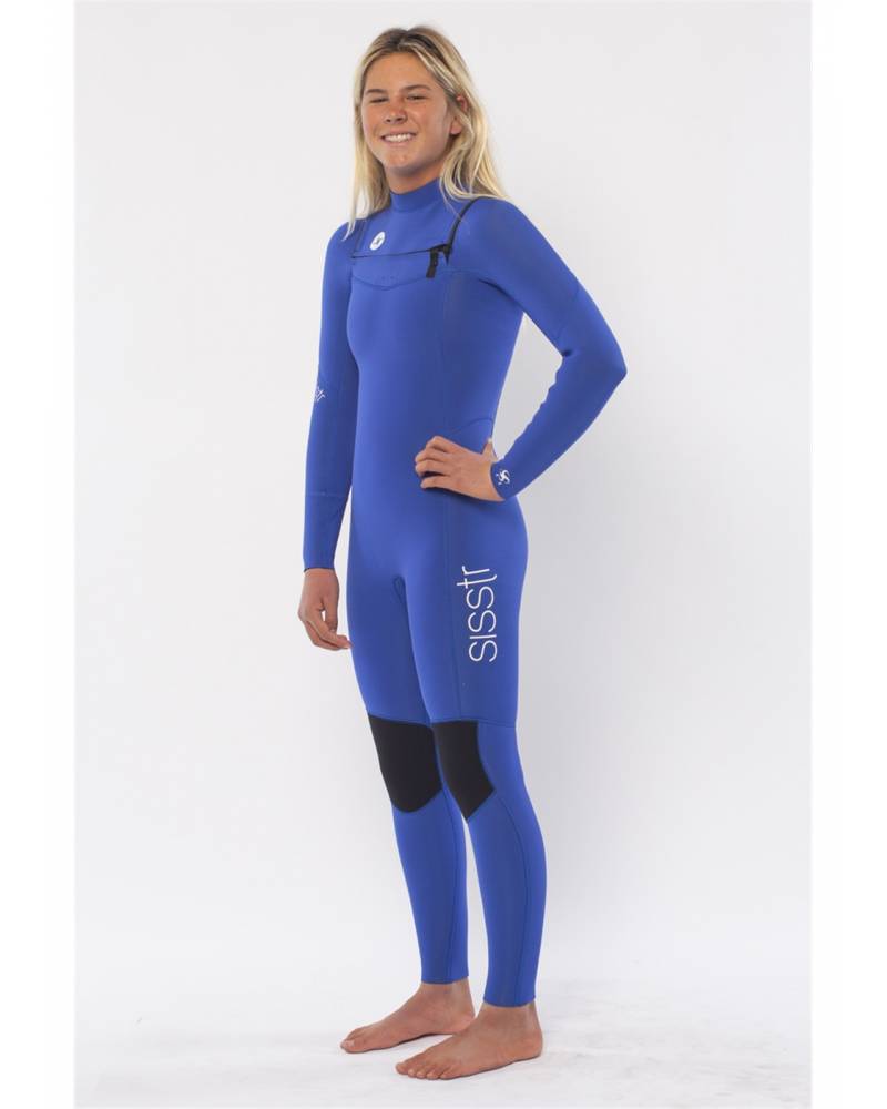 Sisstr Girl's 7 Seas 3/2 Chest Zip Wetsuit - Bright Blue side