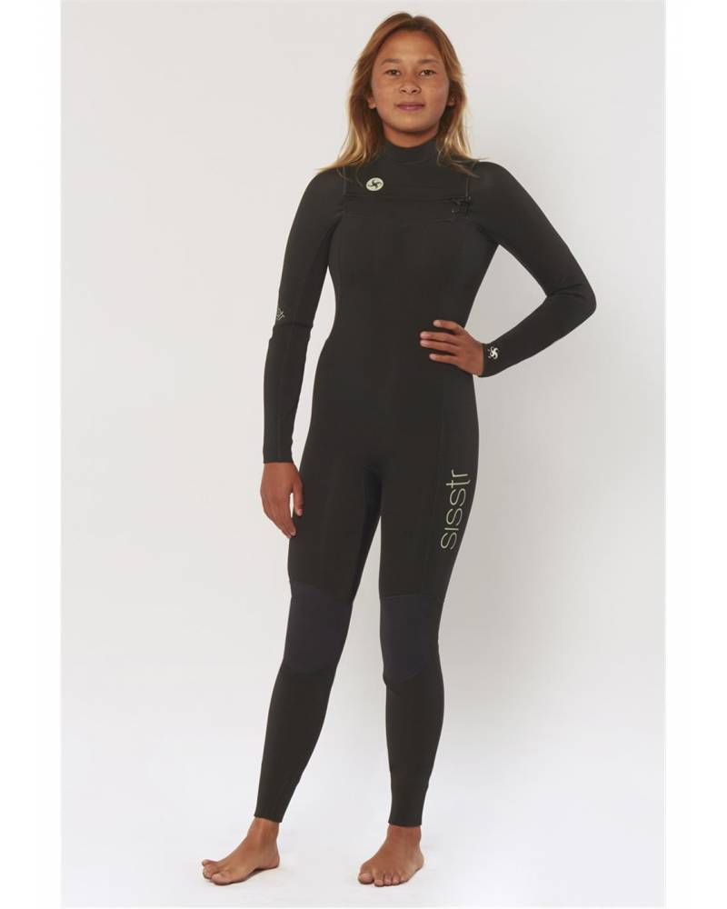 Sisstr Girl's 7 Seas 4/3 Back Zip Wetsuit - Solid Black
