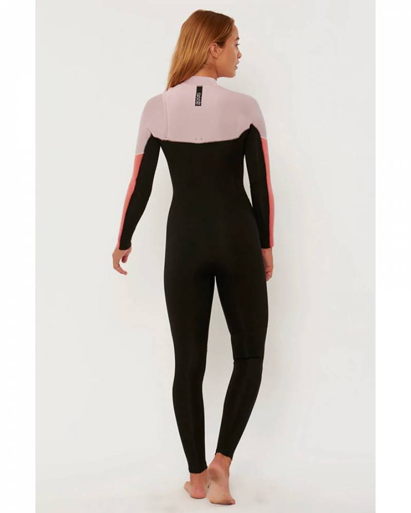 7 Seas 3/2 Chest Zip Women's Steamer Wetsuit - Guava back
