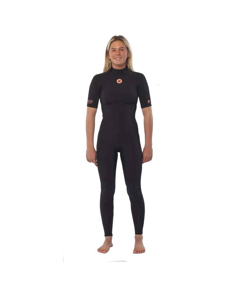 Sisstre 7 Seas Short Sleeve Back Zip - Solid Black Wetsuit