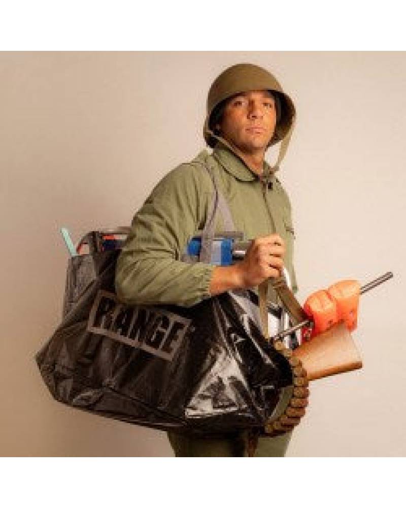 Bag with items and helmet