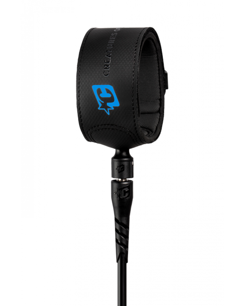 6ft Superlite Lite Leash 5mm - Black/Cyan