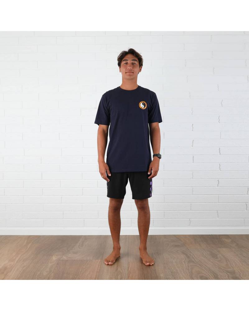 T&C OG Logo Tee - Midnight/Orange front when worn