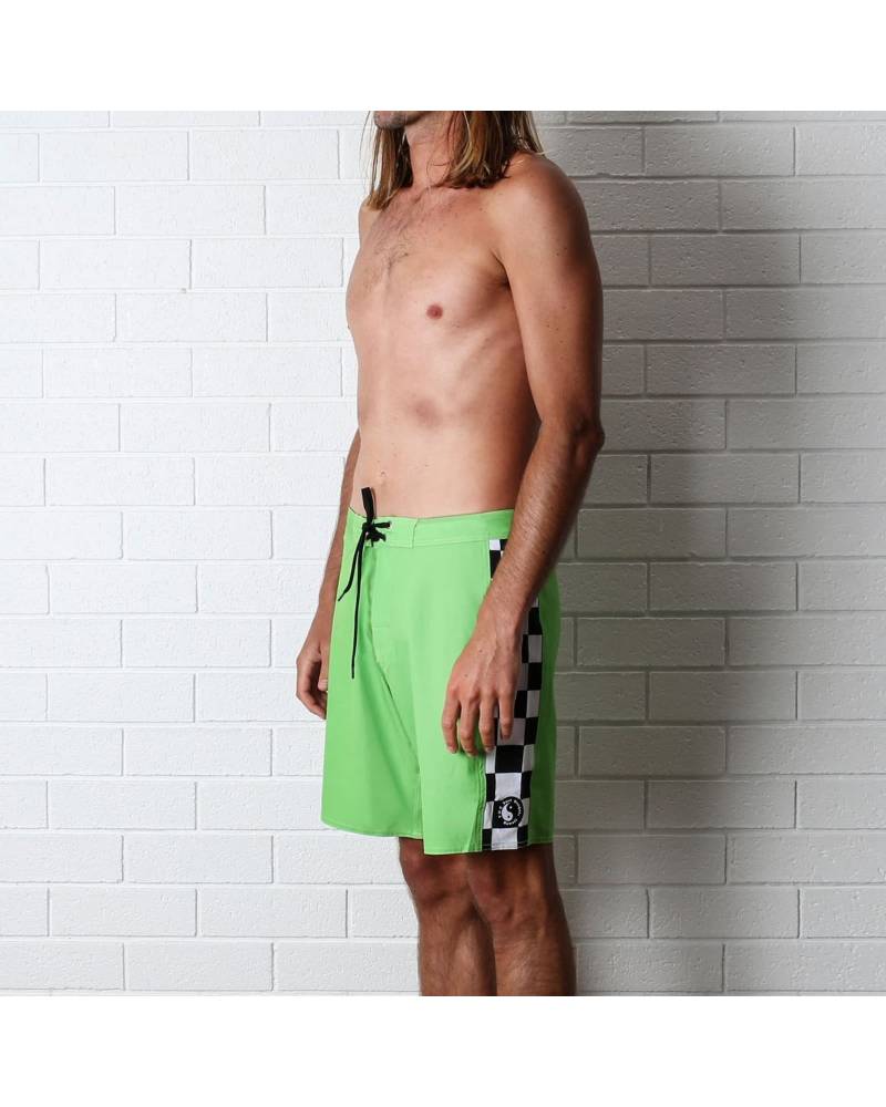 T&C Chunk Check Boardshort Green Flash - side angle