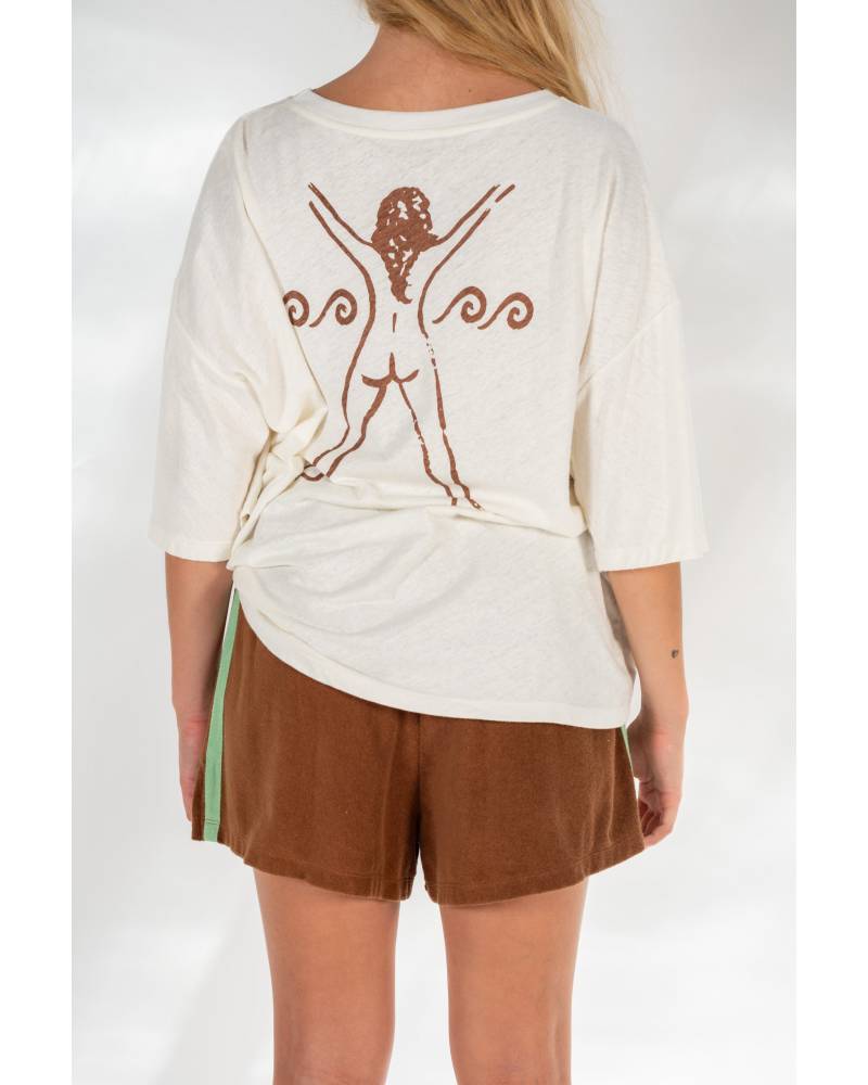 Back view of shorts, outdoor setting