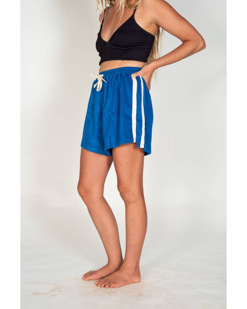Front view of Cobalt Terry Towelling Shorts