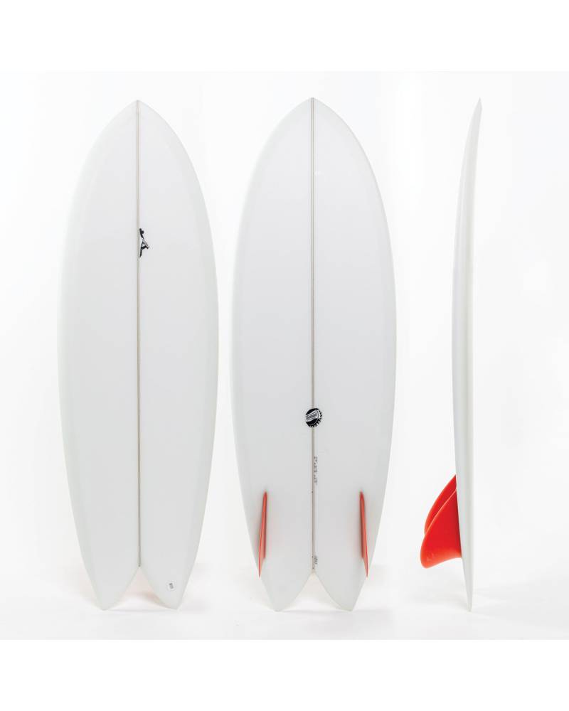 Thomas Fish Surfboard - White with red fins