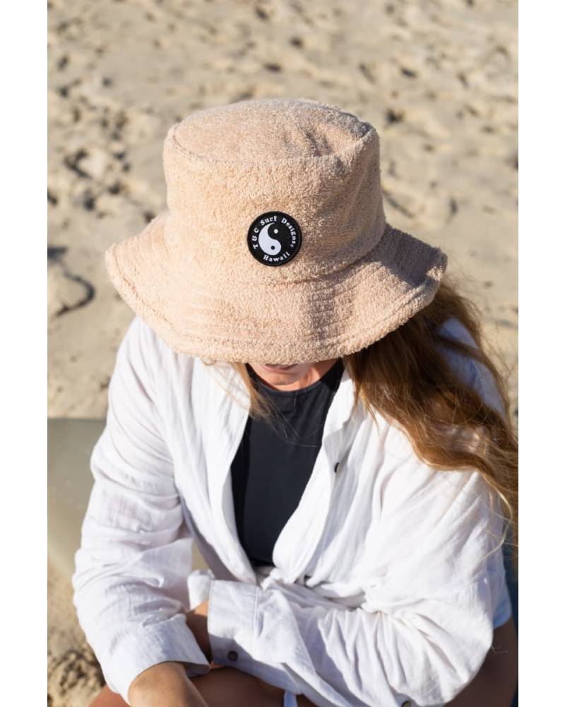 Town & Country Terry Beach Hat - Sand girl wearing on beach