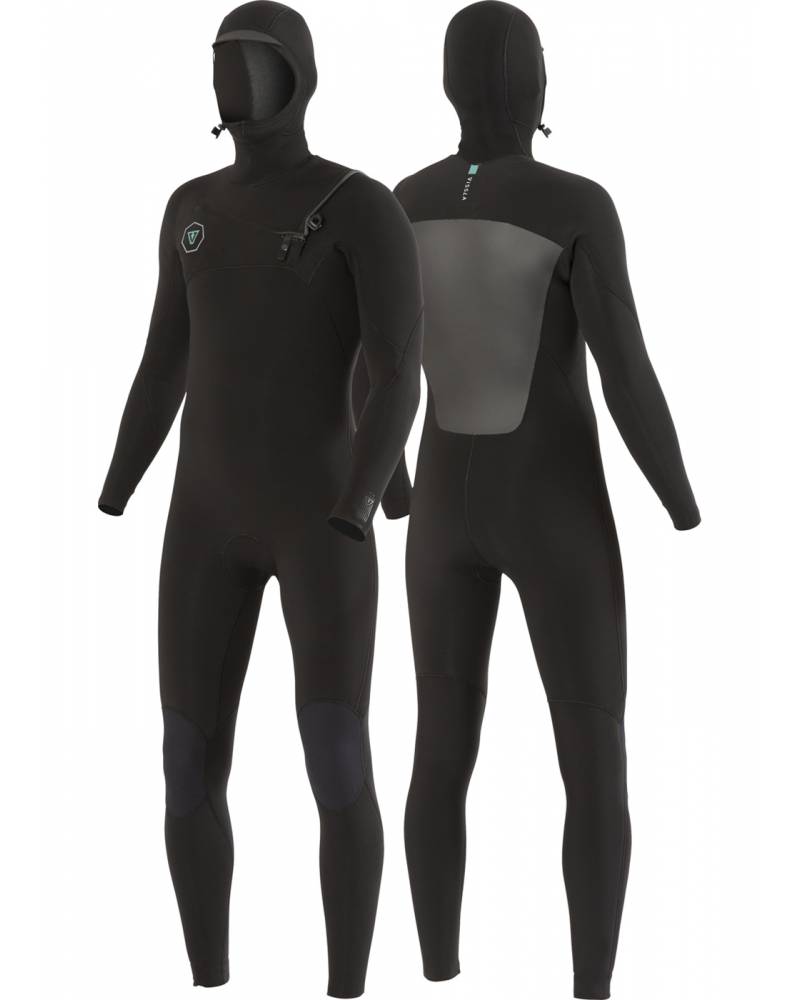 Vissla 7 Seas 4/3 Hooded Chest Zip Wetsuit - Black 
