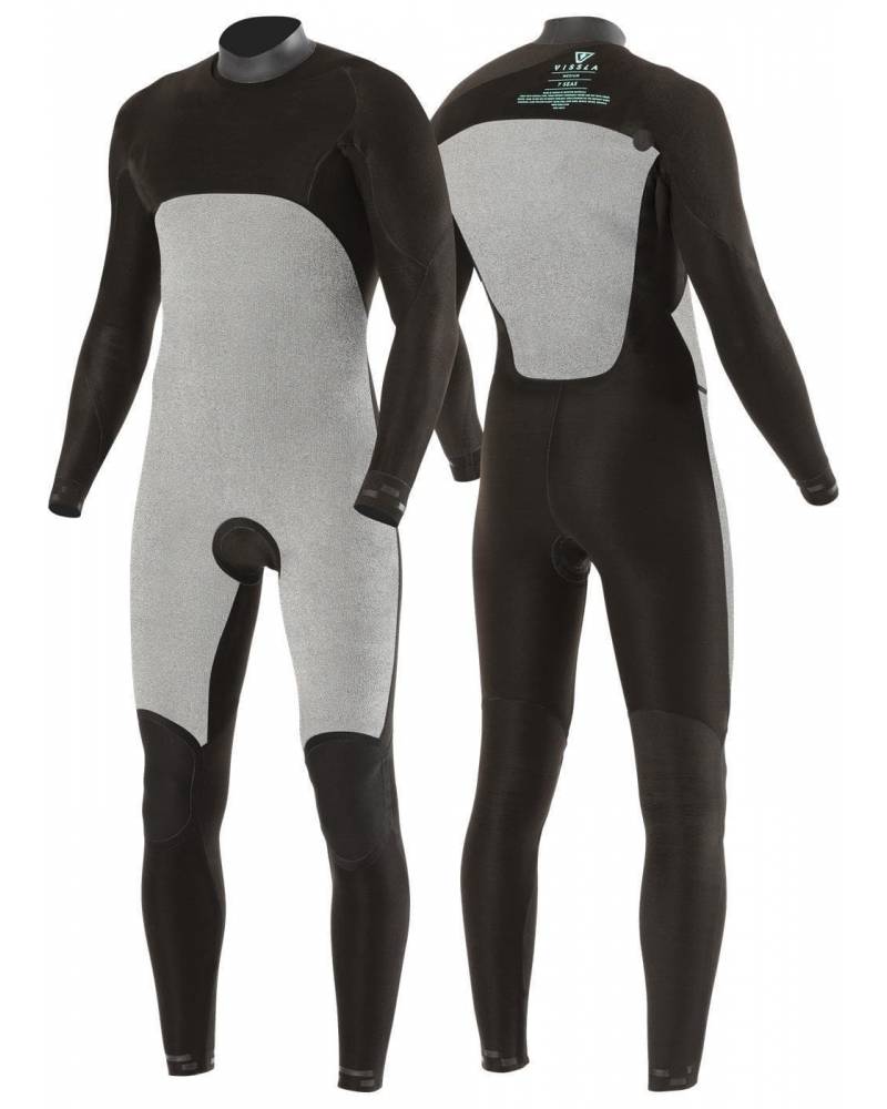 Vissla 7 Seas Comp 3/2 Chest Zip Full Wetsuit - Black - interior