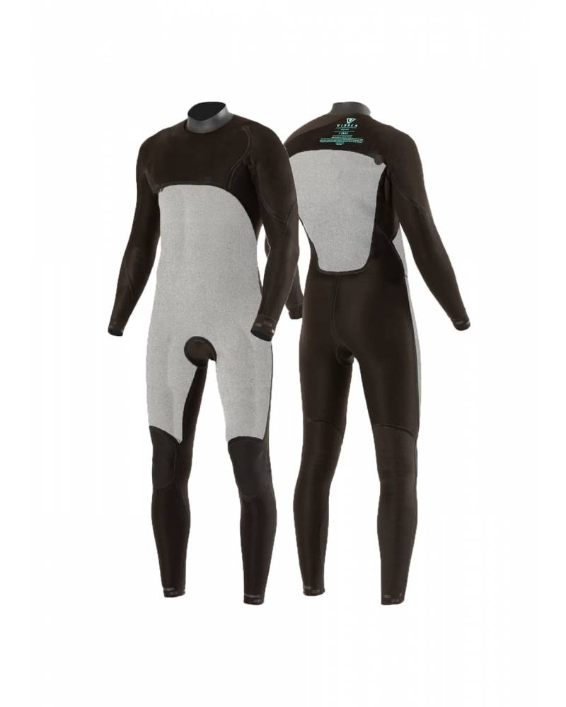 Vissla 7 Seas Comp 4/3 Full Chest Zip - Black 2 - Back with White