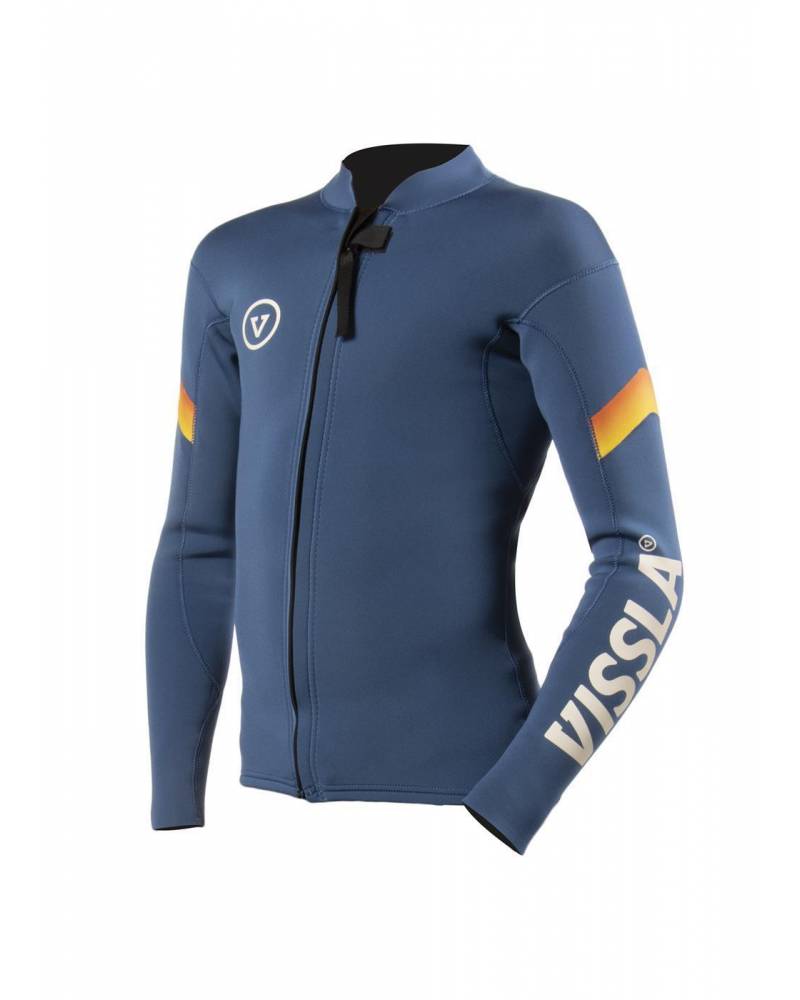 Vissla Boys 2mm 7 Seas Raditude Front Zip Jacket - Harbor Blue front