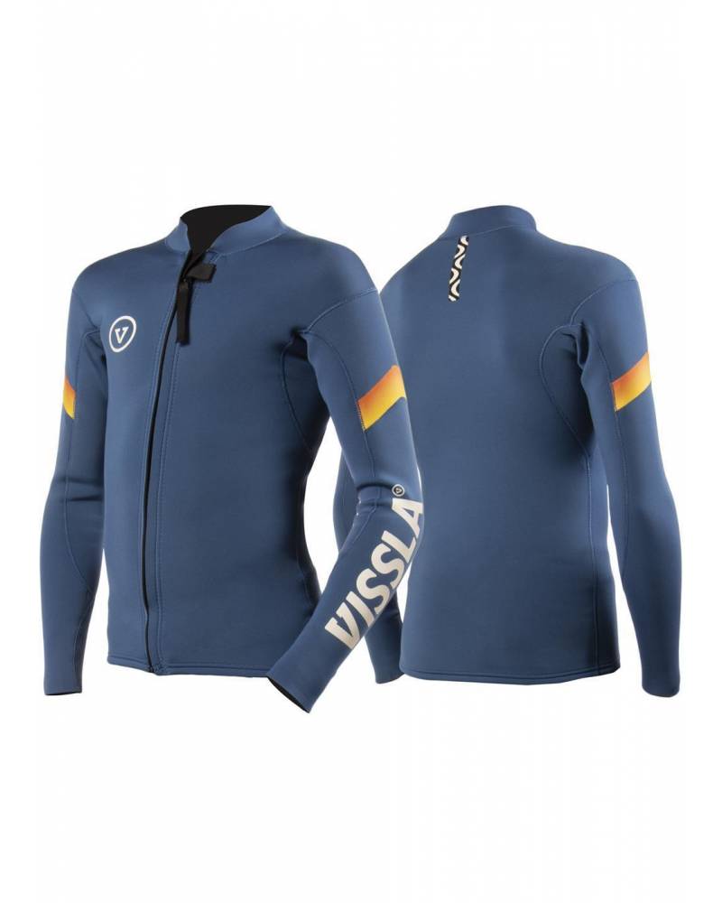 Vissla Boys 2mm 7 Seas Raditude Front Zip Jacket - Harbor Blue 