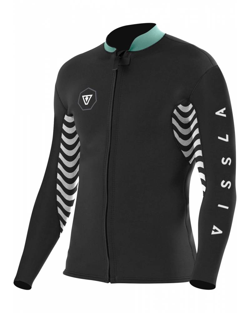 Vissla Boys 2mm 7 Seas Shredder Front Zip Jacket - Black front