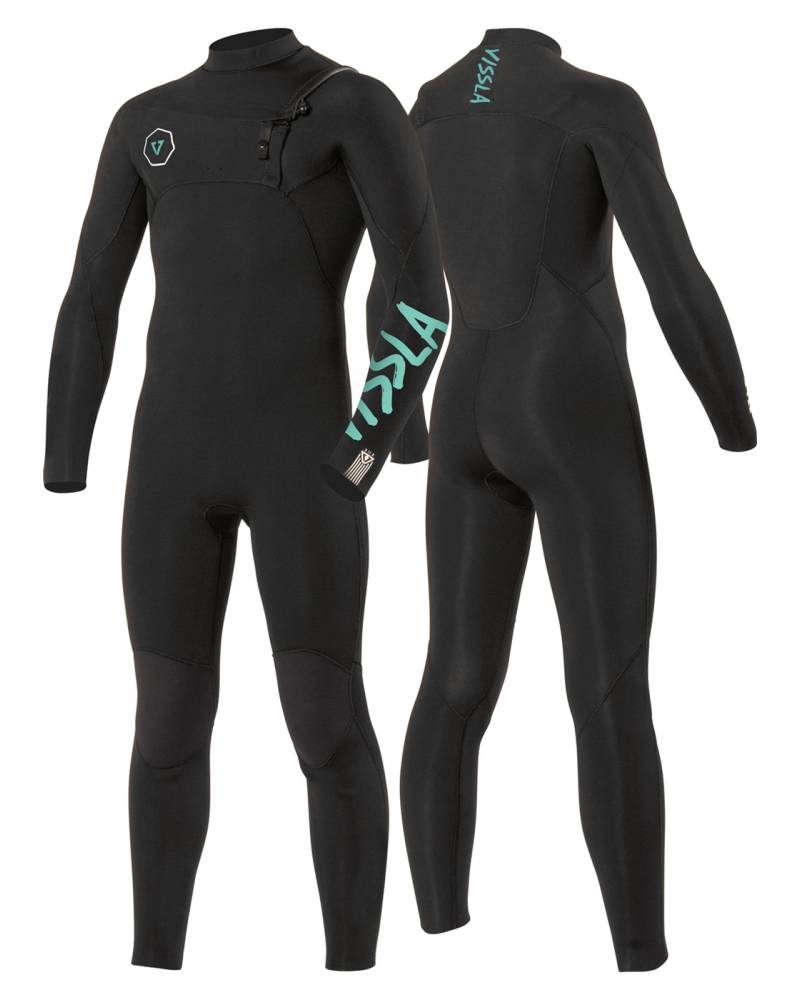 Vissla Boys 7 Seas 3/2 Chest Zip Wetsuit - Black