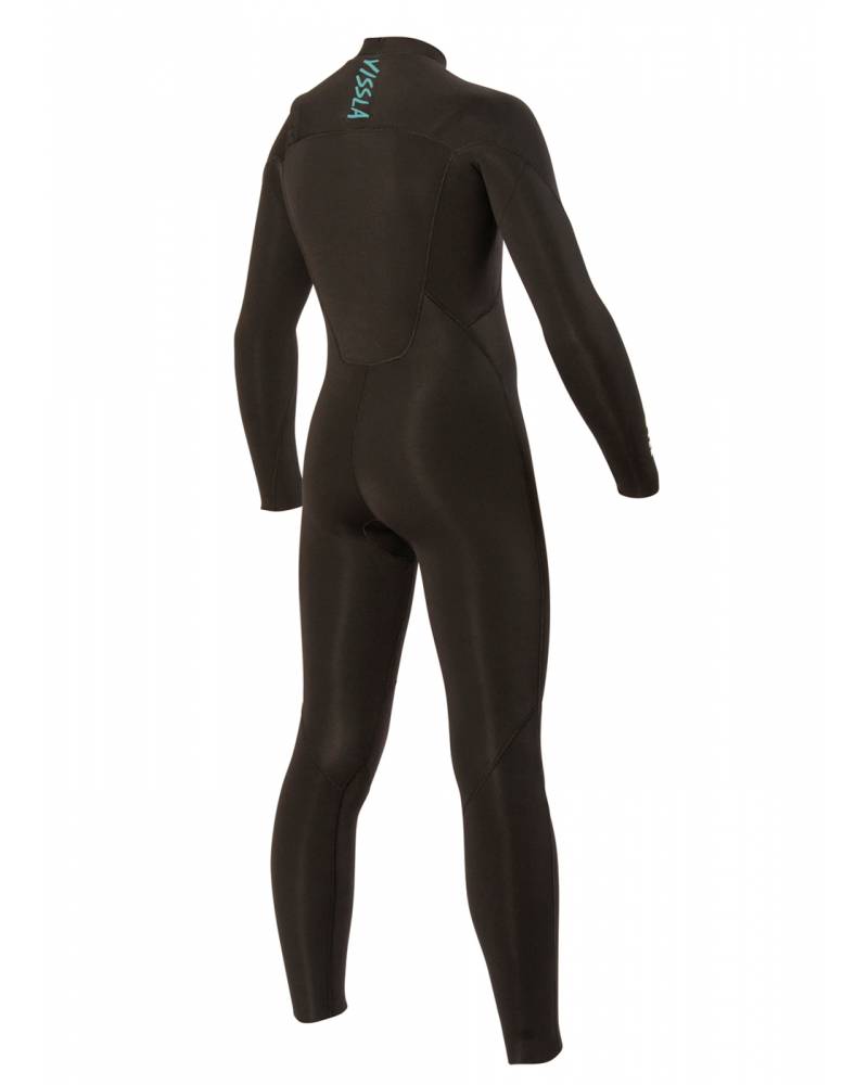 Vissla Boys 7 Seas 4/3 Chest Zip Wetsuit - Black back