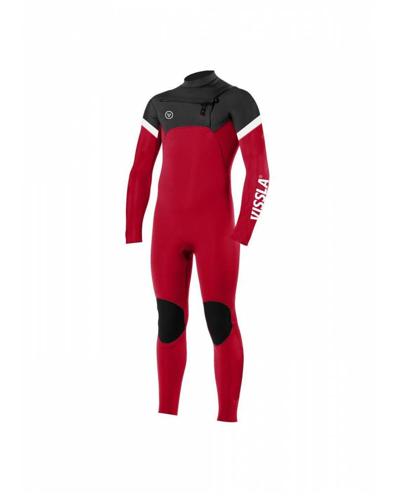Vissla Boys 7 Seas Raditude 3/2 Chest Zip Wetsuit - Rusty Red front