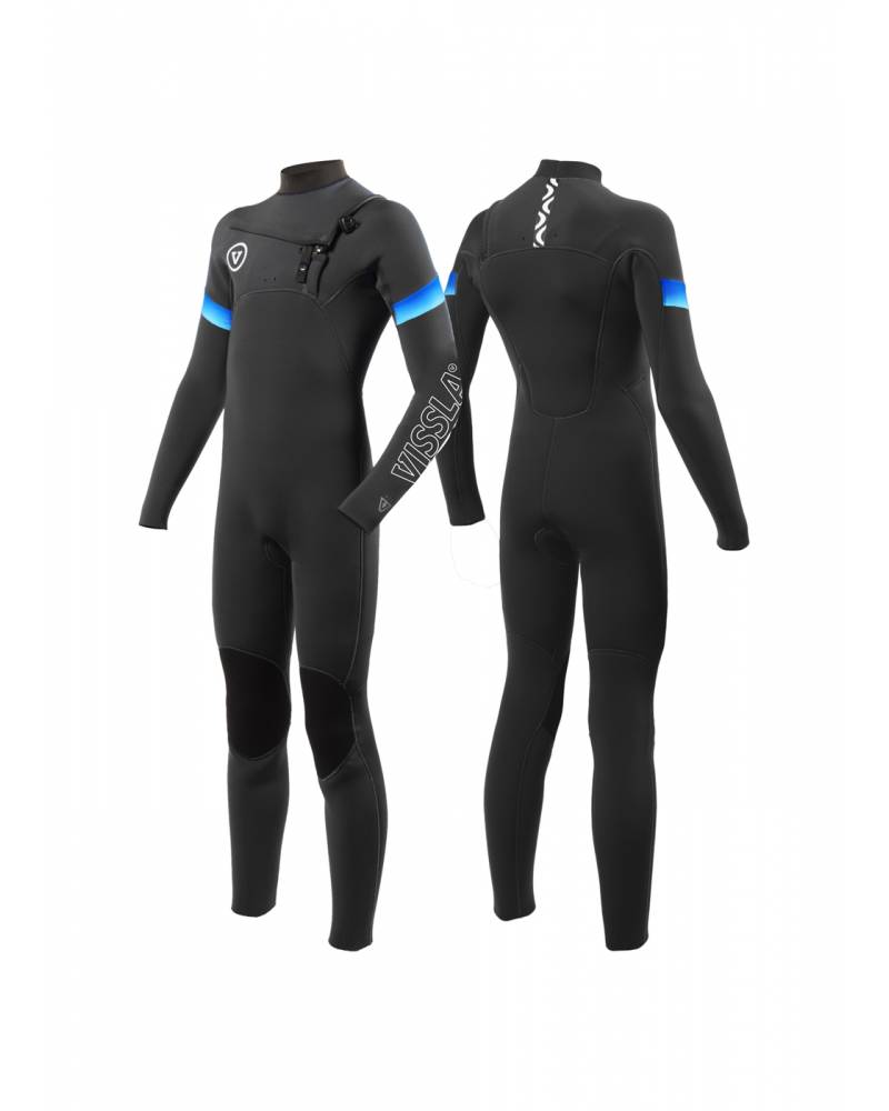 Vissla Boy's 7 Seas Raditude 3/2 Chest Zip Wetsuit - Black 