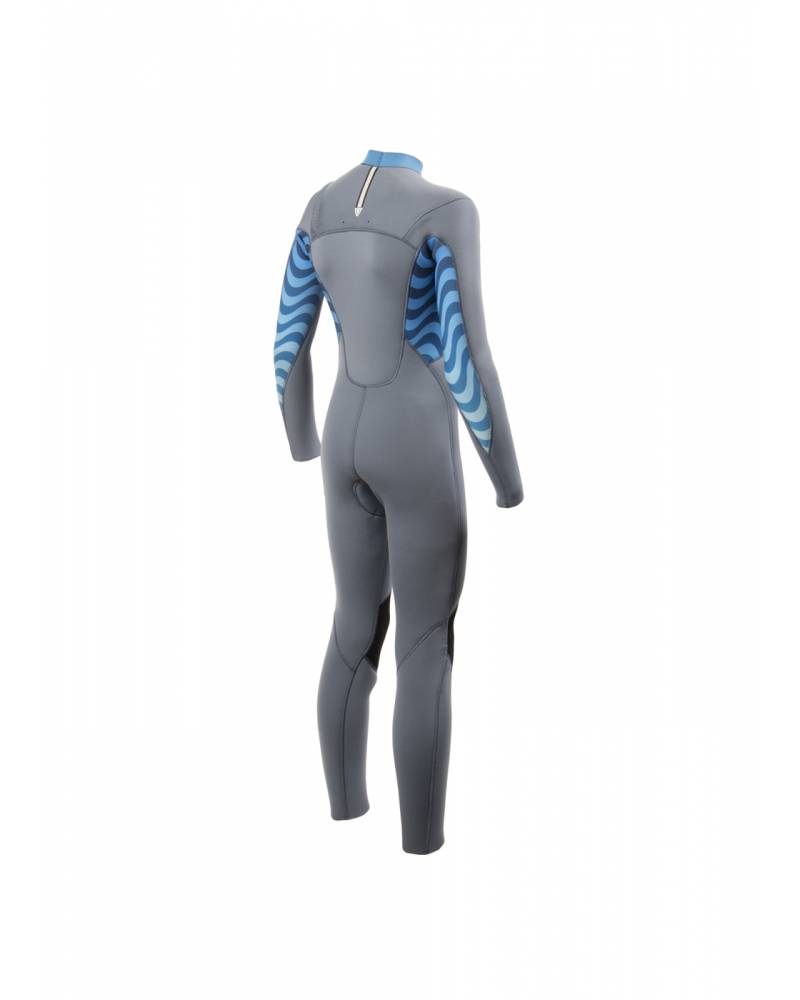 Vissla Boys 7 Seas Shredder 3/2 Chest Zip Wetsuit - Grey Back