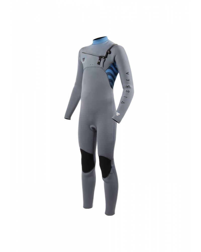 Vissla Boys 7 Seas Shredder 3/2 Chest Zip Wetsuit - Grey front