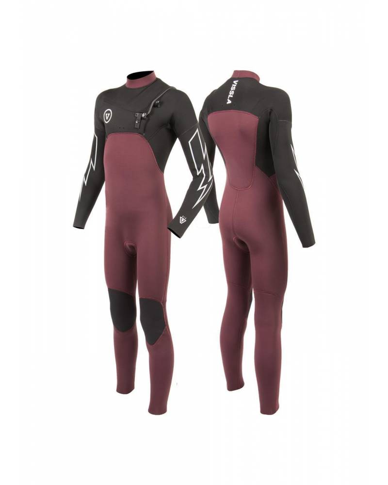 Boy's 7 Seas 3/2 Bolt Chest Zip Wetsuit - Wine