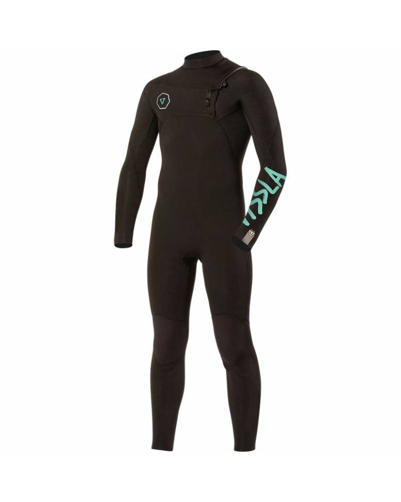 Vissla Boys 7 Seas 3/2 Chest Zip Wetsuit - Black front