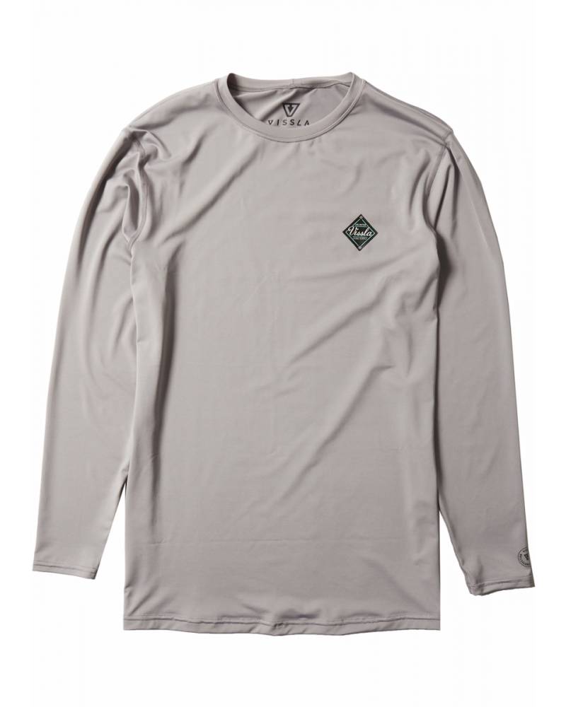 Vissla Easy Seas Eco Long Sleeve Surf Tee - Grey front