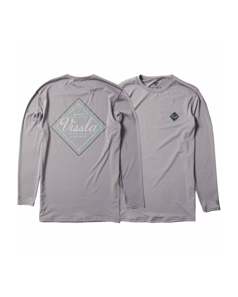 Vissla Easy Seas Eco Long Sleeve Surf Tee - Grey