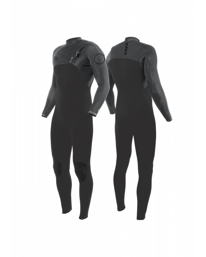 Vissla High Seas II 3/2 Full Chest Zip - Charcoal - Front and Back