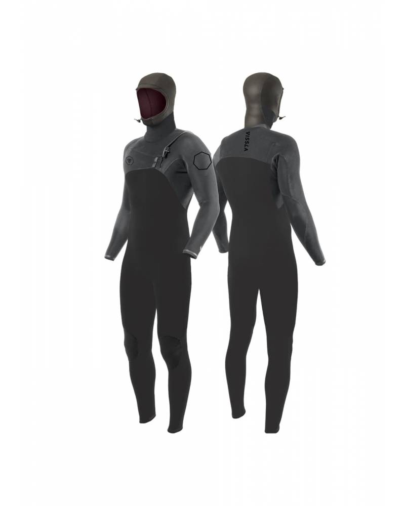 Vissla High Seas II 4/3 Hooded Men's Steamer Wetsuit - front & back