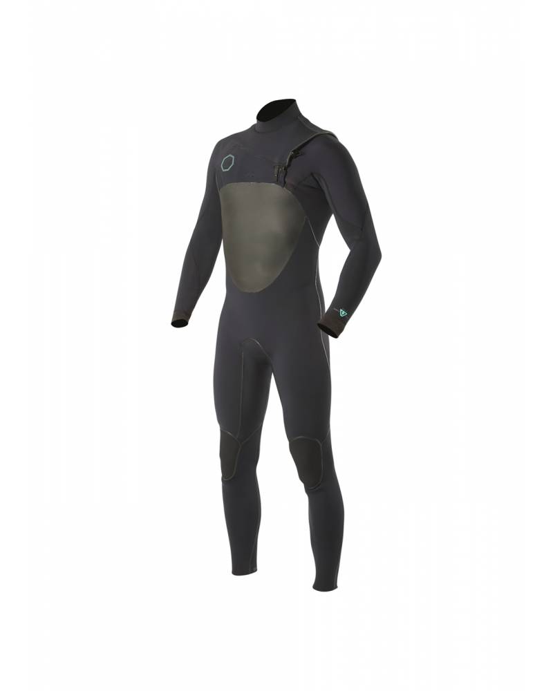 Vissla North Seas 4/3 Chest Zip Wetsuit - Black front