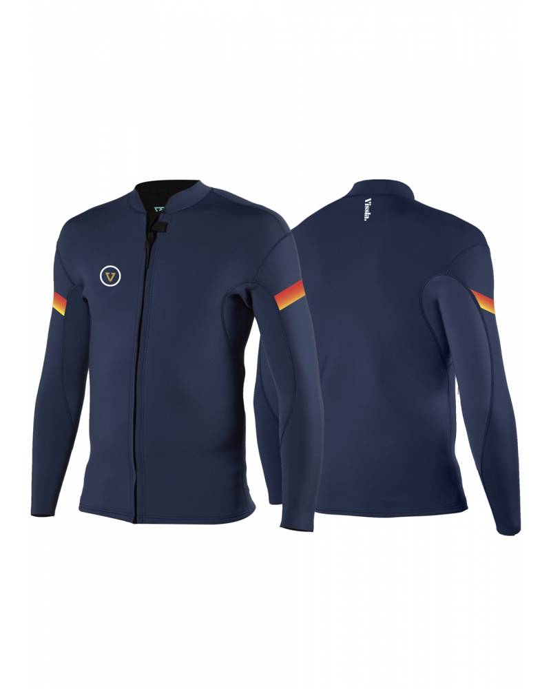 Vissla Raditude 2mm Front Zip Jacket - Night - Front and Back