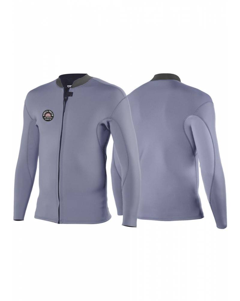 Vissla Solid Sets 2mm Front Zip Jacket - Dusty Lilac - Front and Black