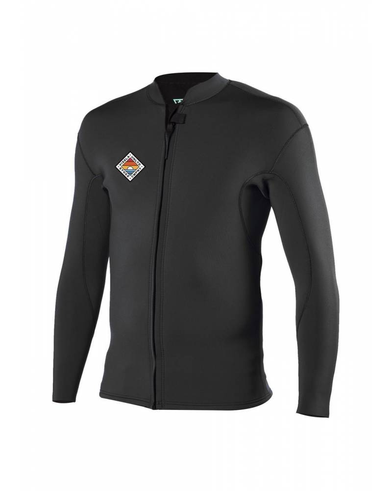 Vissla Solid Sets 2mm Front Zip Jacket - Black - front