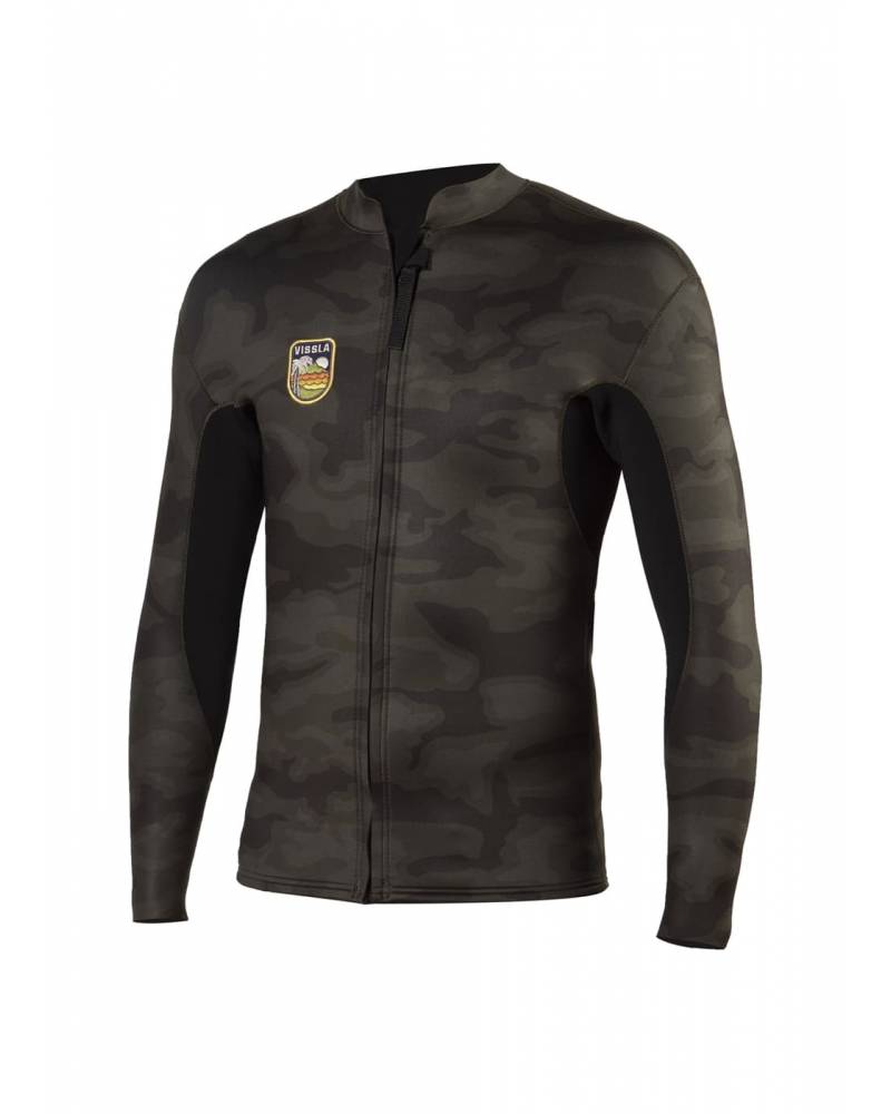 Vissla 2mm Solid Sets Wetsuit Jacket - Camo - front