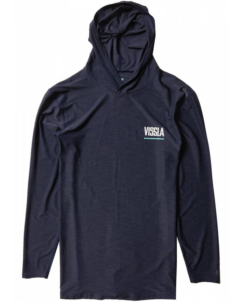 Vissla Twisted Hooded Rash Guard - Naval Heather - front